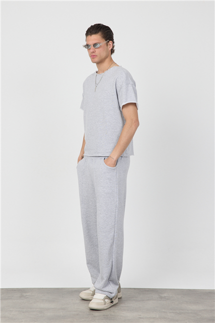 Erkek Blank Gri Ayarlanabilir Paça Eşofman Altı