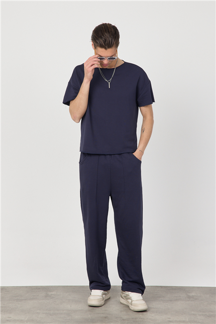 Erkek Blank Lacivert Ayarlanabilir Paça Eşofman Altı