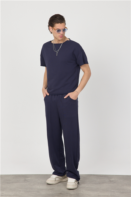 Erkek Blank Lacivert Ayarlanabilir Paça Eşofman Altı