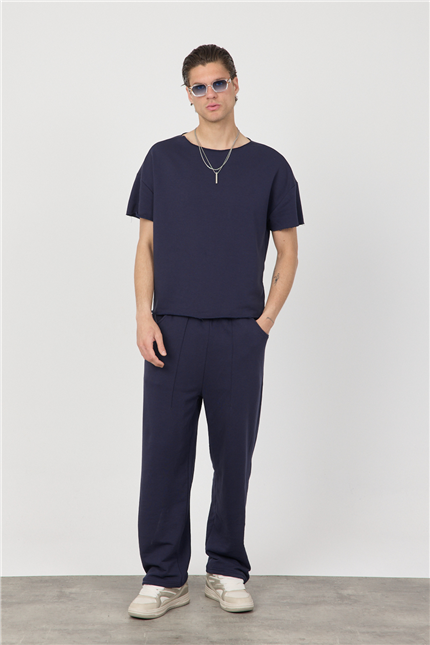 Erkek Blank Lacivert Ayarlanabilir Paça Eşofman Altı