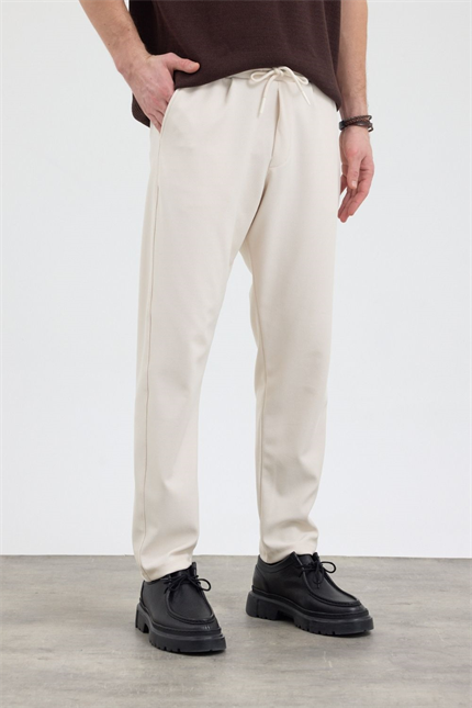 Erkek Boru Paça Bej Jogger Pantolon
