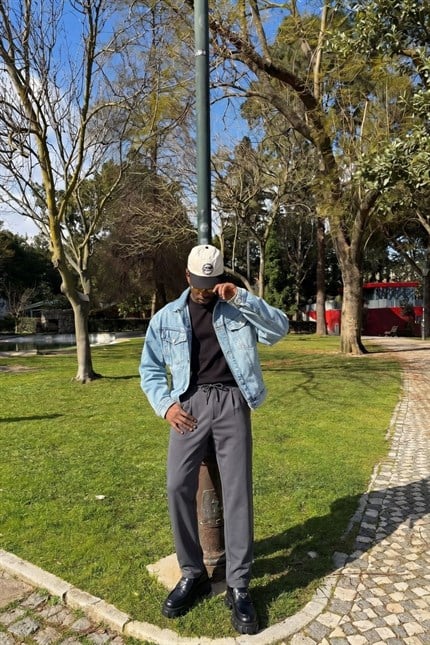 Erkek Boru Paça Füme Jogger Pantolon