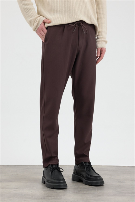 Erkek Boru Paça Kahverengi Jogger Pantolon