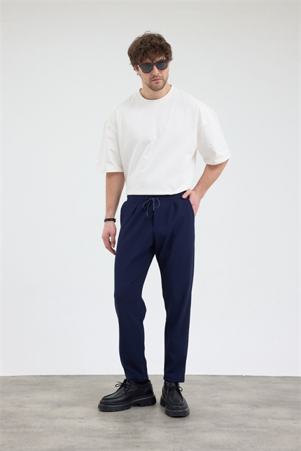 Erkek Boru Paça Lacivert Jogger Pantolon