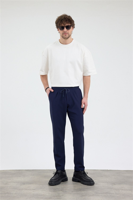 Erkek Boru Paça Lacivert Jogger Pantolon