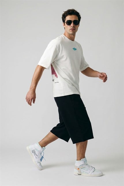 Erkek Oversize Anatolian Beyaz Premium T-Shirt