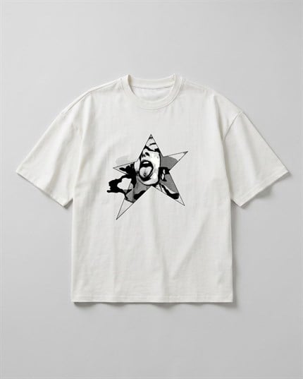 Erkek Chaos Oversize Kırık Beyaz Premium T-Shirt