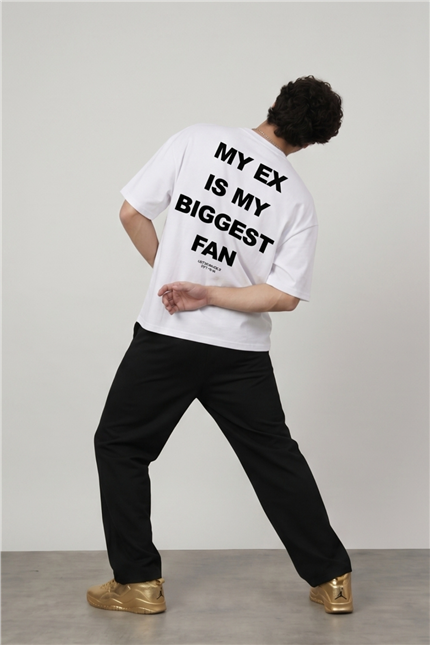 Erkek Boxy Ex Beyaz Premium T-Shirt
