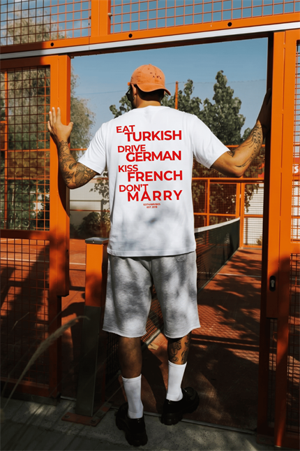 Erkek Boxy Marry Beyaz Premium T-Shirt
