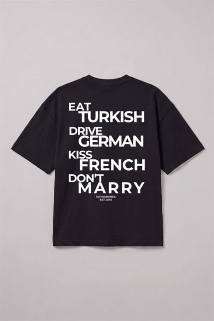 Erkek Boxy Marry Siyah Premium T-Shirt
