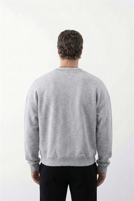 Erkek Boxy Oversize Gri Sweatshirt