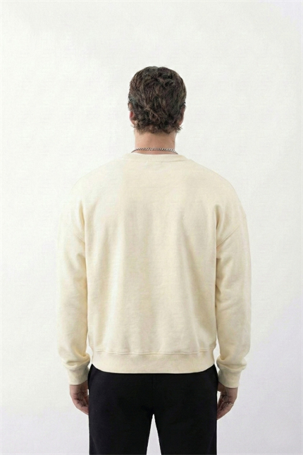 Erkek Boxy Oversize Vanilya Sarısı Sweatshirt