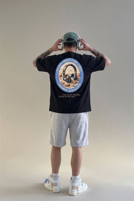 Erkek Rhytm Oversize Siyah Premium T-Shirt