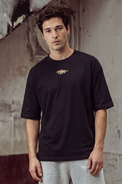 Erkek Rhytm Oversize Siyah Premium T-Shirt