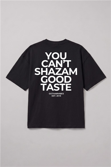 Erkek Boxy Shazam Siyah Premium T-Shirt