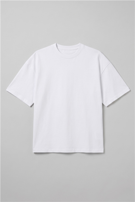 Erkek Boxy Star Beyaz Premium T-Shirt