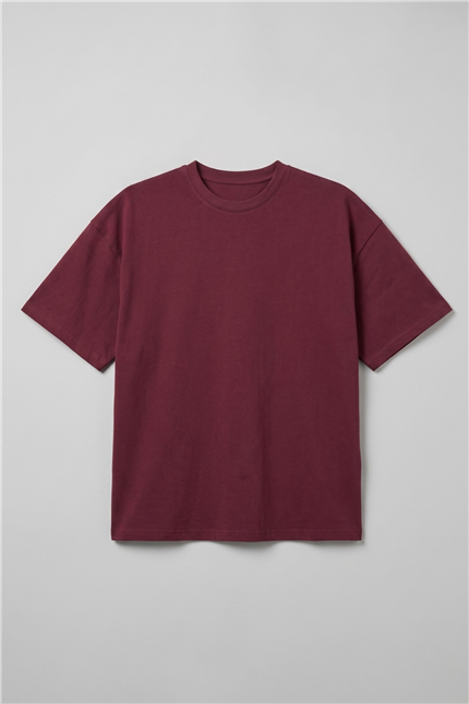 Erkek Boxy Star Bordo Premium T-Shirt