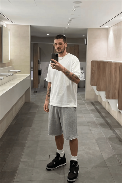 Erkek Chill Boxy Premium Beyaz T-Shirt