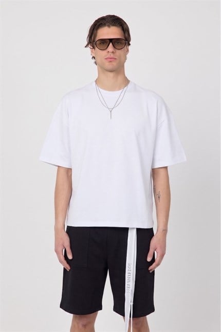 Erkek Chill Boxy Premium Beyaz T-Shirt