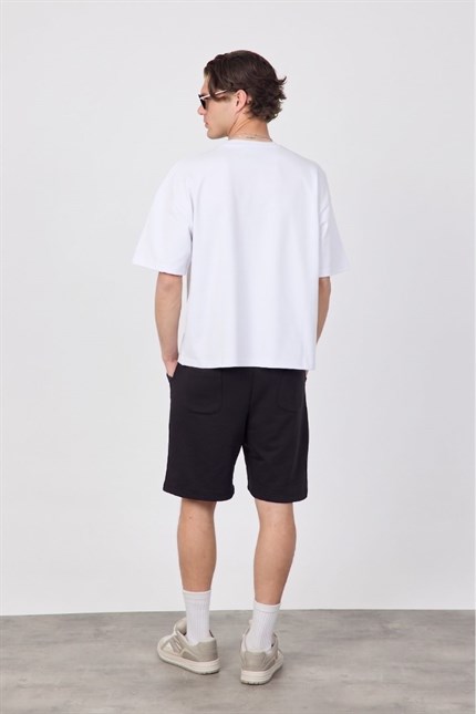 Erkek Chill Boxy Premium Beyaz T-Shirt