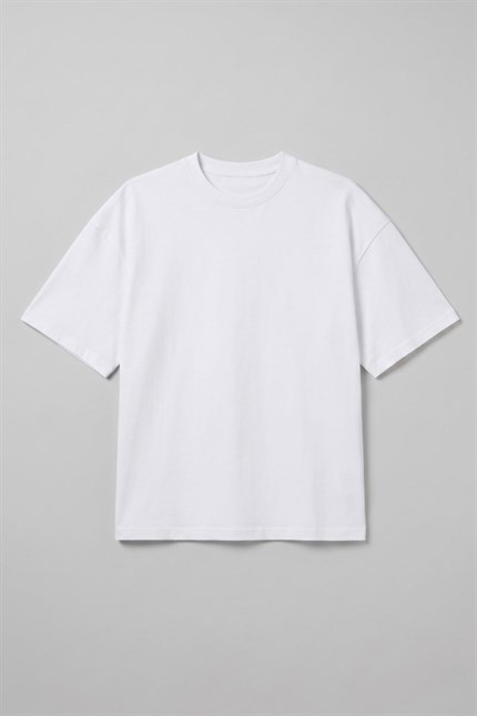 Erkek Chill Boxy Premium Beyaz T-Shirt