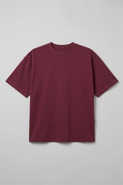 Erkek Chill Boxy Premium Bordo T-Shirt