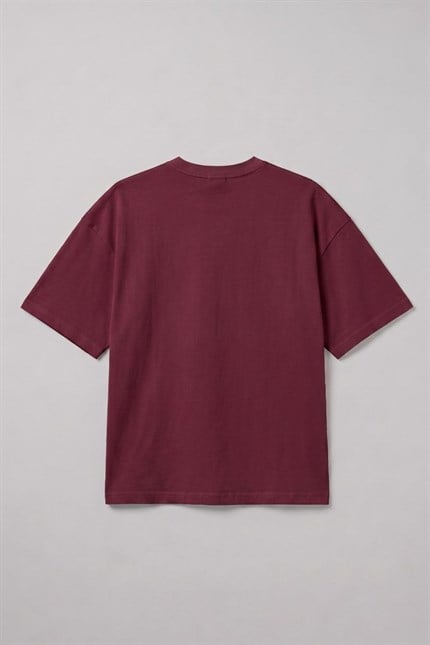 Erkek Chill Boxy Premium Bordo T-Shirt