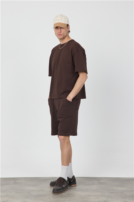Erkek Chill Boxy Premium Kahverengi T-Shirt