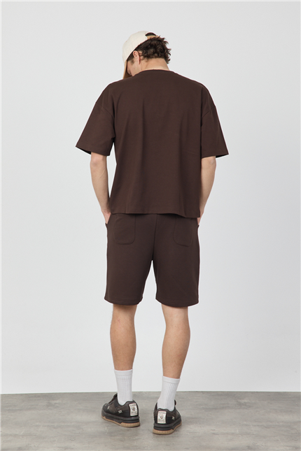 Erkek Chill Boxy Premium Kahverengi T-Shirt