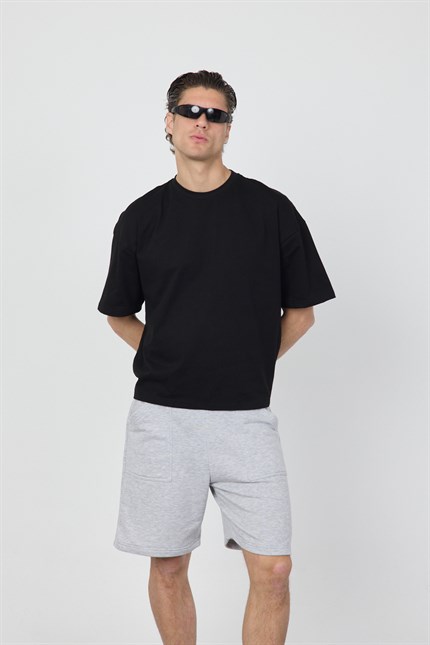 Erkek Chill Boxy Premium Siyah T-Shirt