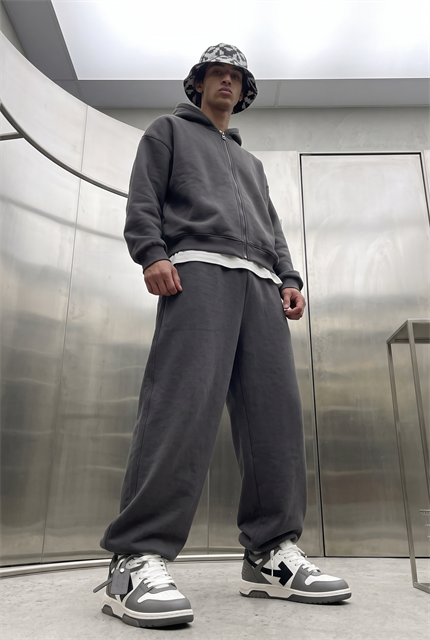 Erkek Chill Oversize Antrasit Zip Sweatshirt