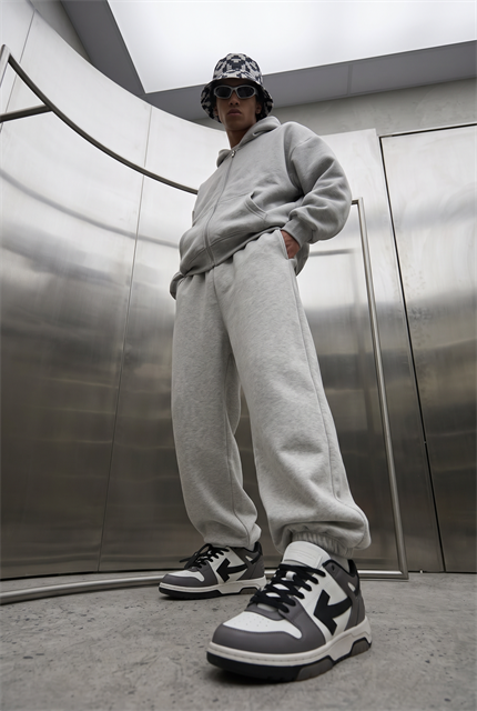 Erkek Chill Oversize Gri Zip Sweatshirt