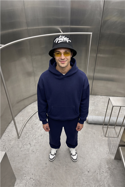 Erkek Chill Oversize Lacivert Hoodie