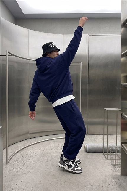 Erkek Chill Oversize Lacivert Hoodie