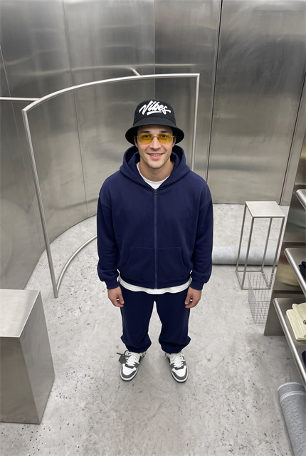 Erkek Chill Oversize Lacivert Zip Sweatshirt