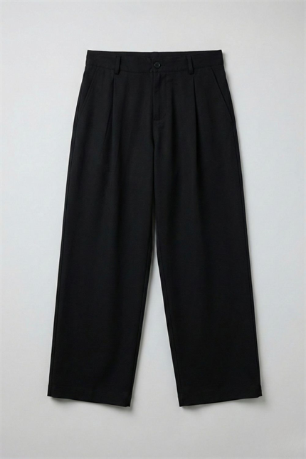 Erkek Chill Premium Pileli Siyah Kumaş Pantolon