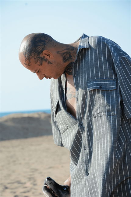 Erkek Çizgili Gri Keten Takım