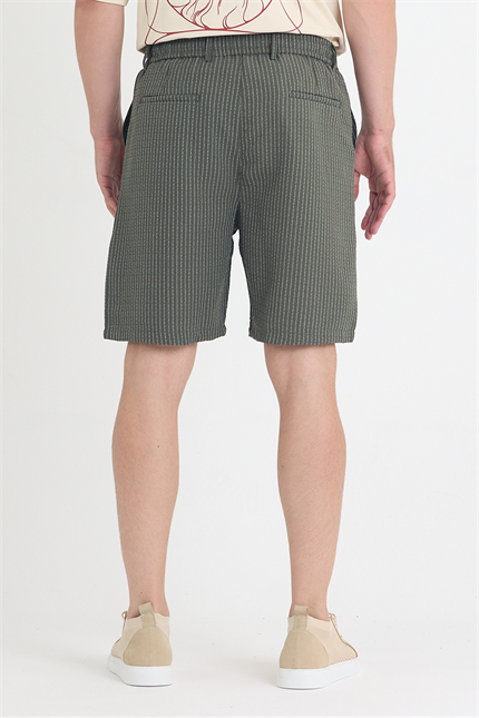 Erkek Haki Çizgili Şort