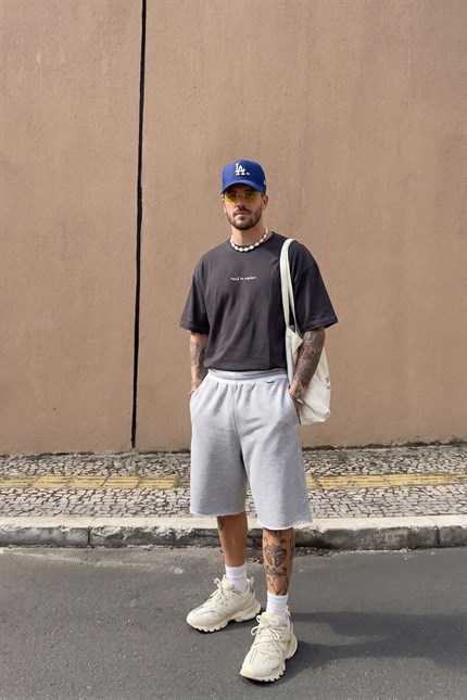 Erkek Hard To Explain Oversize Siyah T-Shirt