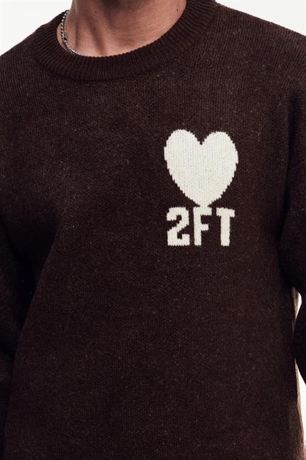 Erkek Kahverengi İşlemeli Oversize Triko