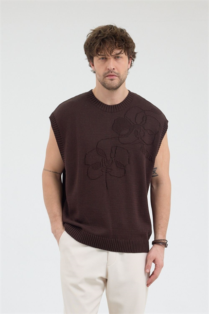 Erkek Kahverengi Jakarlı Süveter