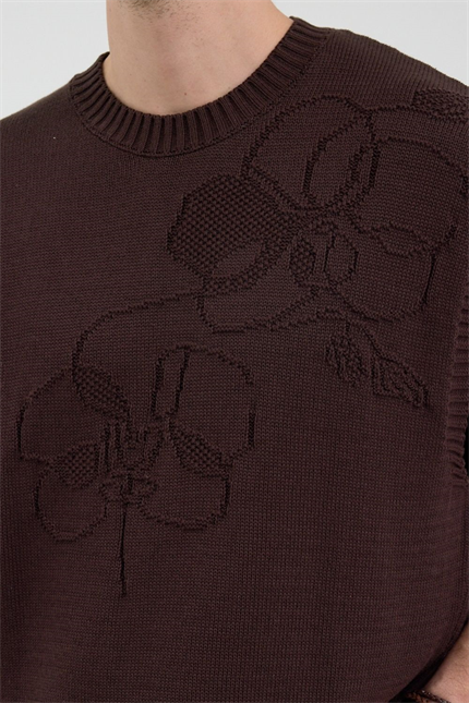 Erkek Kahverengi Jakarlı Süveter