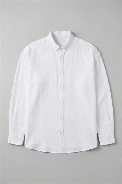 Erkek Keten Beyaz Gömlek