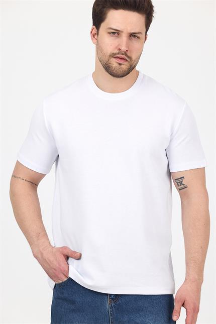 Erkek Kısa Kollu Basic Beyaz T-Shirt
