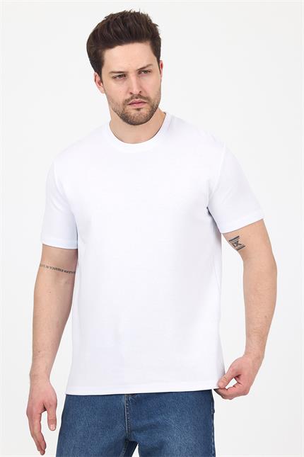 Erkek Kısa Kollu Basic Beyaz T-Shirt