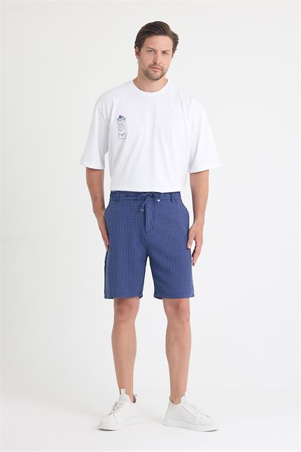 Erkek Lacivert Çizgili Şort