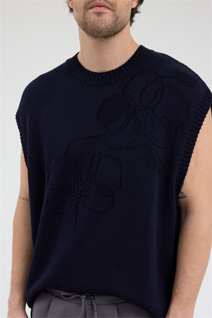 Erkek Lacivert Jakarlı Süveter