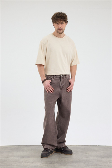 Erkek Loose Fit Kahverengi Pantolon