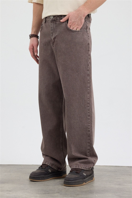 Erkek Loose Fit Kahverengi Pantolon