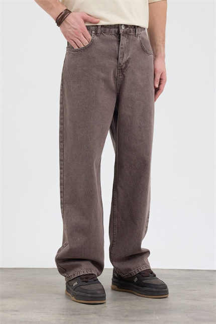 Erkek Loose Fit Kahverengi Pantolon